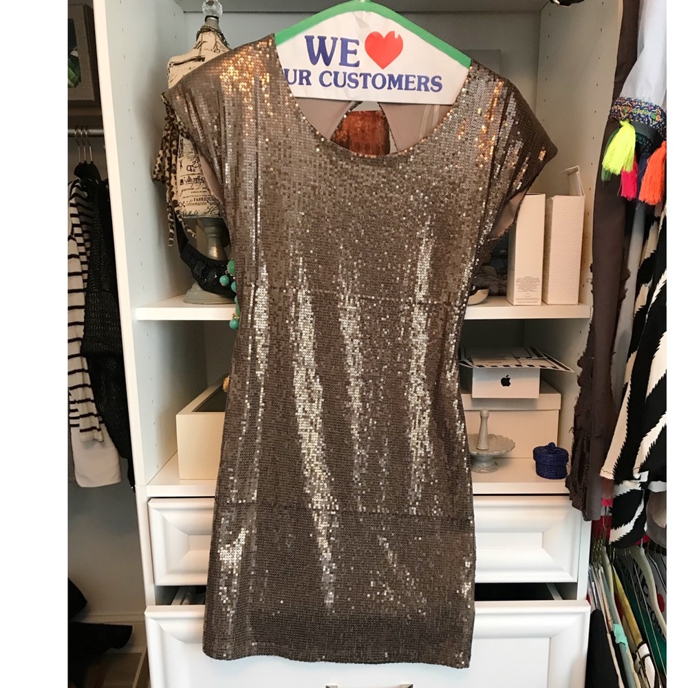 Sequin mini dress with open back